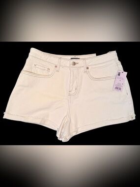 Wild Fable High Rise Rolled Cuff Denim Shorts Cream White Size 8 NWT